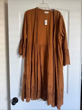 Cost Plus World Market Rust Eyelet Midi Dress